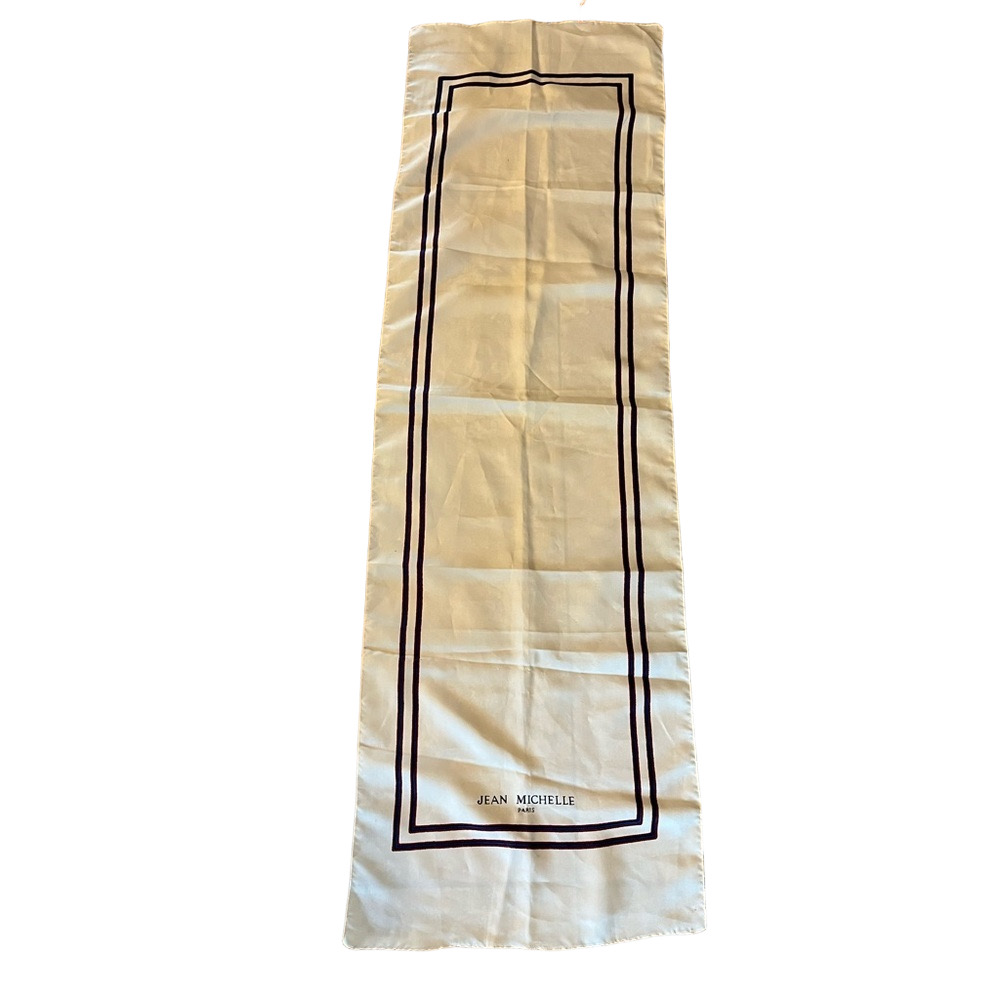 Jean Michelle Paris White Navy Red Striped Scarf 42 X 13 Inches